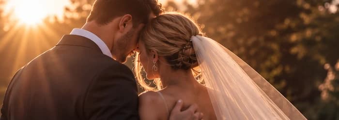 A couple sharing a quiet moment in the evening sunlight